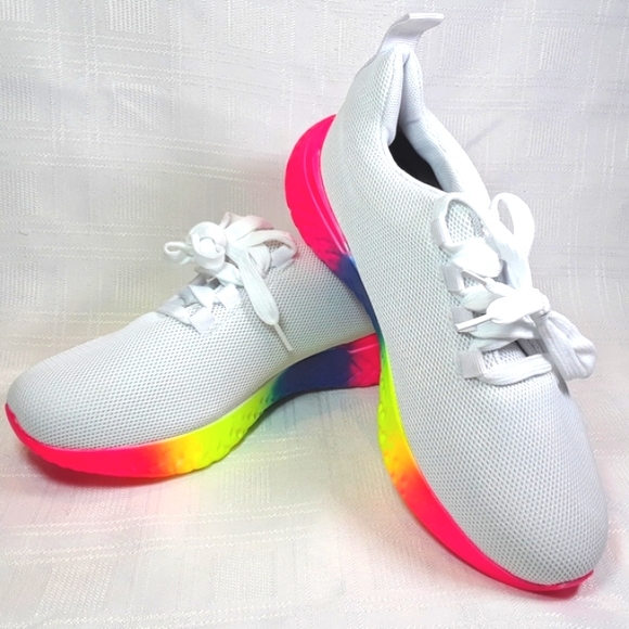 SHOES Women Sneakers Rainbow White Lightweight Casual Shoes Size 7 - Picture 4 of 13